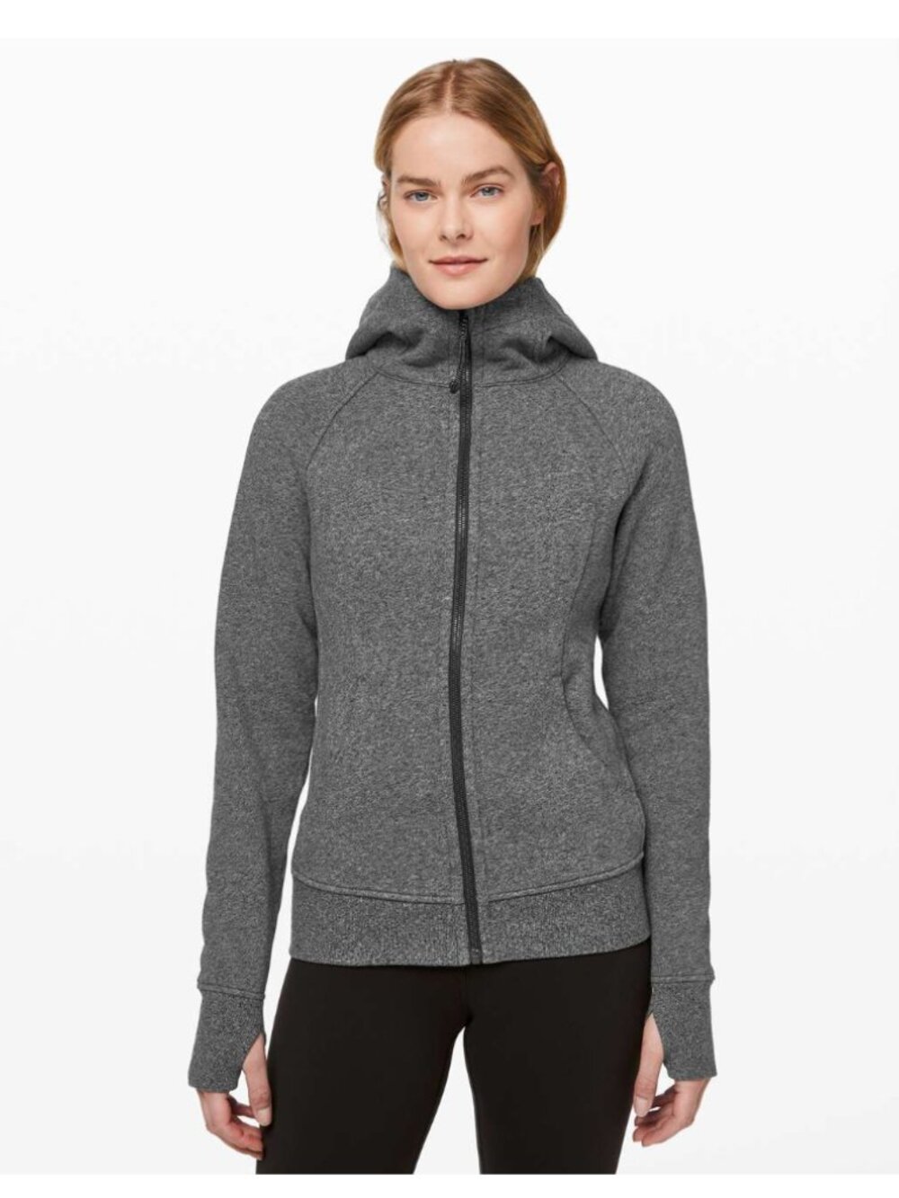 Lululemon Scuba Hoodie *Light Cotton Fleece Heathered Speckled Black Gray 8